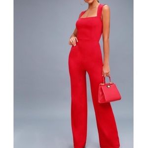 Lulus Enticing Endeavors jumpsuit in Red
